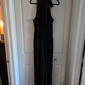 Ashley Stewart Black Polyester Jumpsuit with Zipper Detail